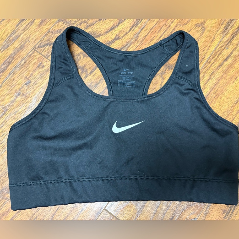 Nike Dri Fit Racerback Sports Bra Womens Medium Black Athletic Moisture Wicking